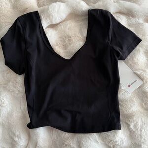 lululemon athletica V-Neck Black Crop Top